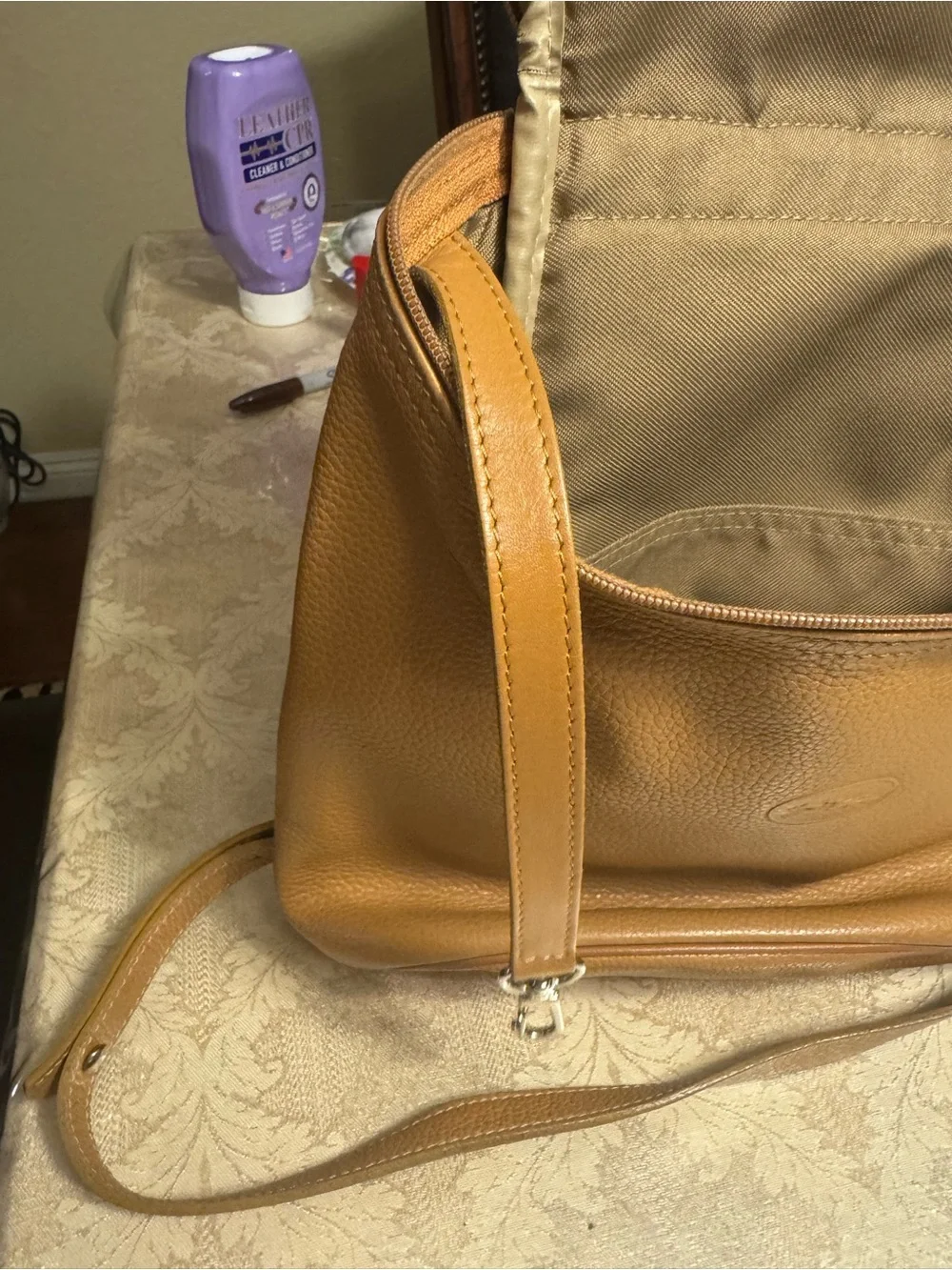 Vintage Longchamp Le Foulonné Light Brown Leather Small Backpack 🤎